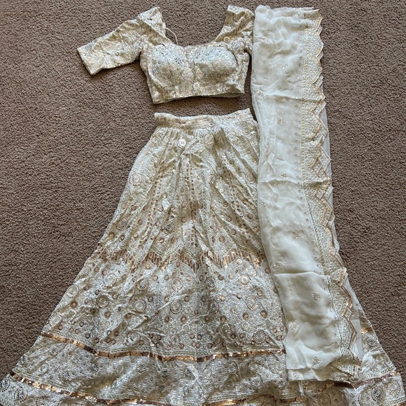 White Indian Lehenga and Choli - Main Image